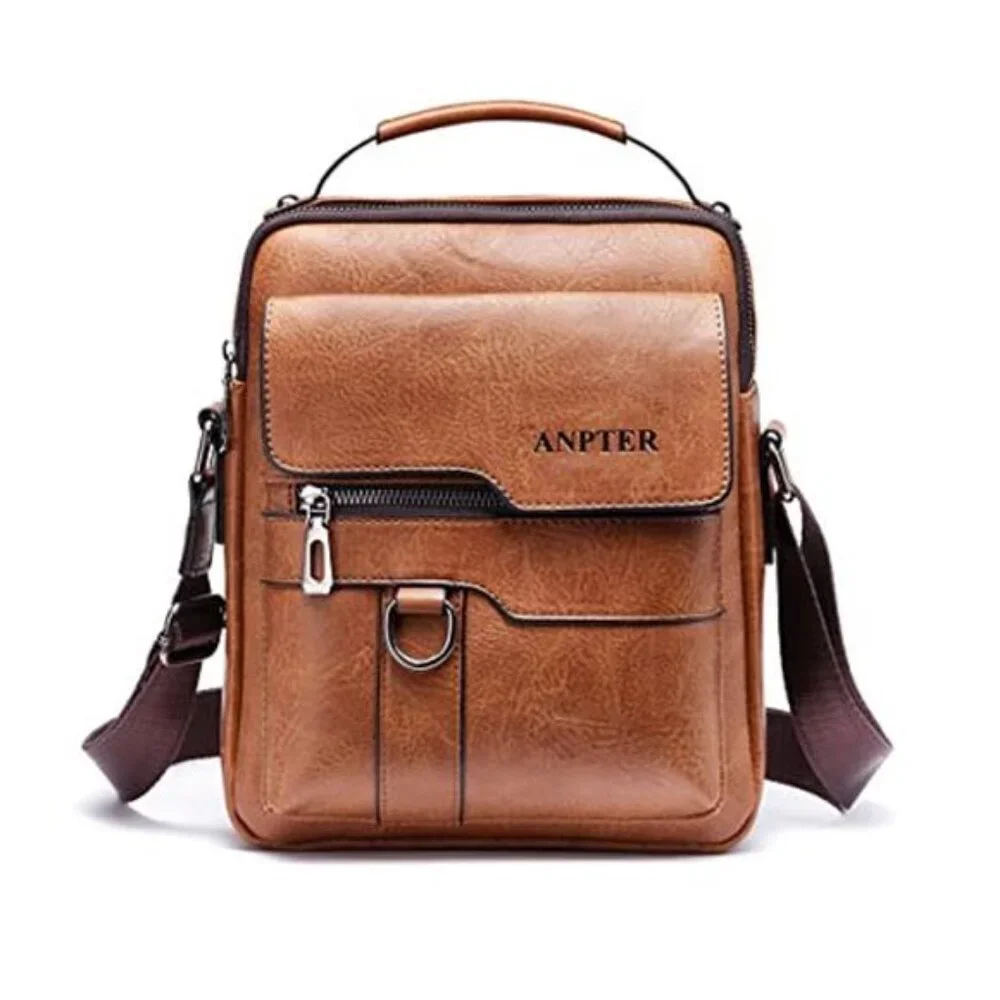 Messenger Bag for Men Crossbody Shoulder Purse Small Vintage PU Leather Satchel